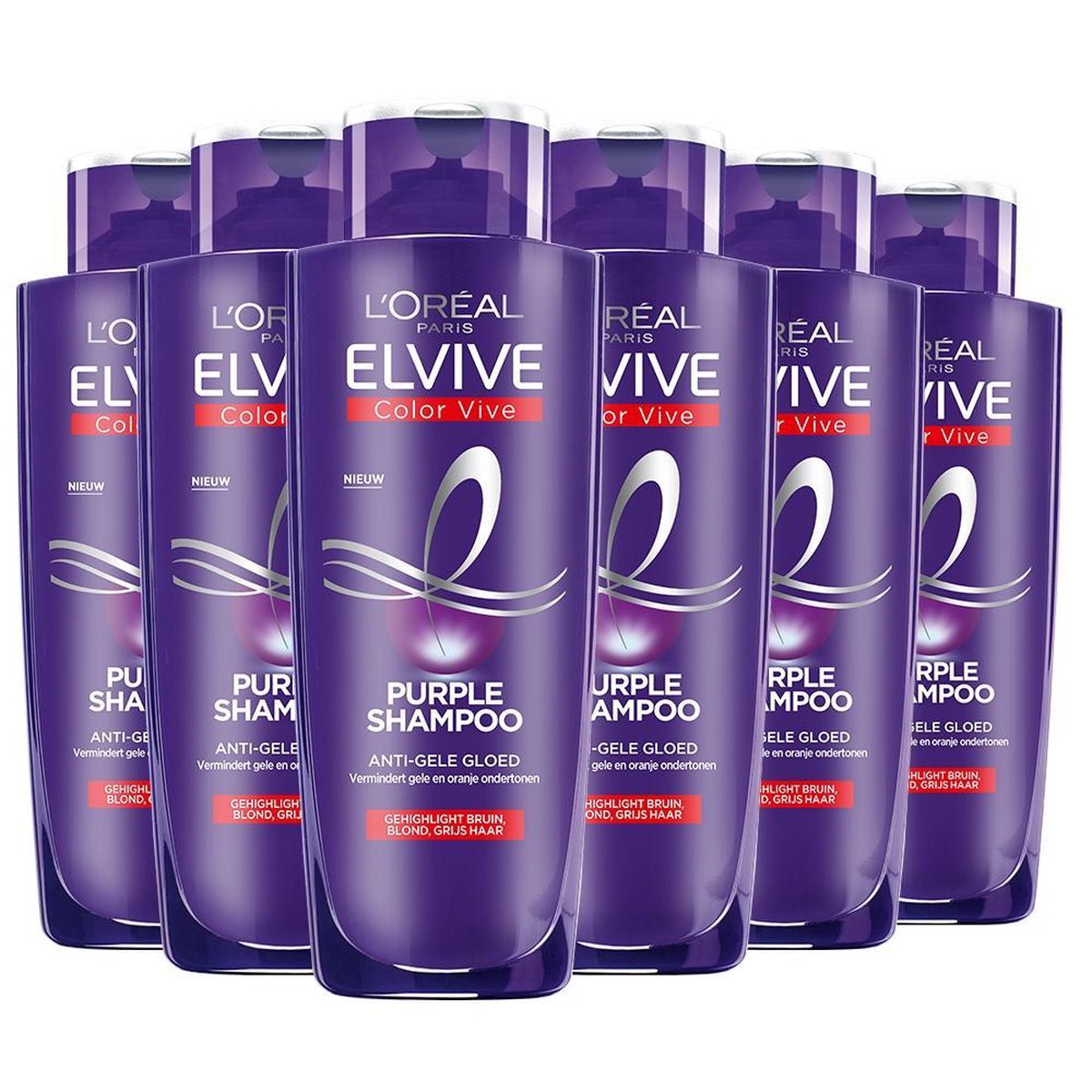L'Oréal Paris Elvive Color Vive Purple Zilver Shampoo - 6 x 200 ml - Voordeelverpakking