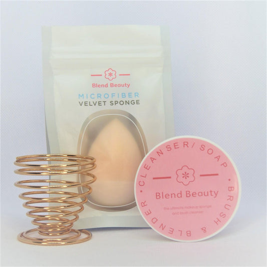 BlendtheBeauty Blender + Cleanser + Blender houder - Make-up spons - Nude - foundation spons - Beauty Blender - Beauty blender houder - eihouder