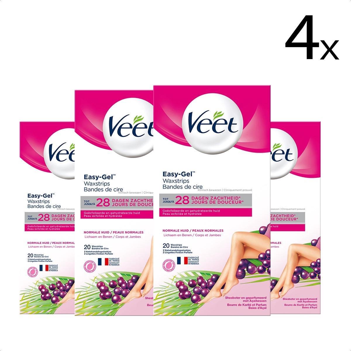 Veet - Ontharingsstrips - Benen & Lichaam - Normale Huid - Easy-Gelwax - 20 stuks