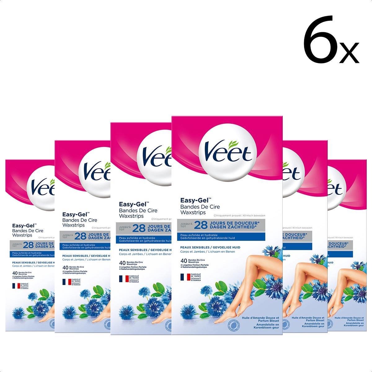 Veet - Ontharingsstrips - Benen & Lichaam - Gevoelige Huid - Easy-Gelwax - 20 stuks