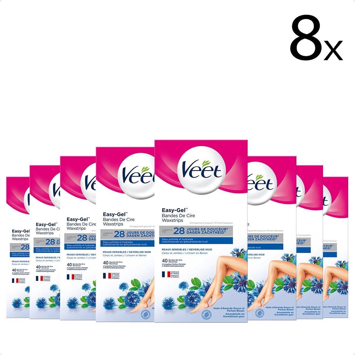 Veet - Ontharingsstrips - Benen & Lichaam - Gevoelige Huid - Easy-Gelwax - 20 stuks