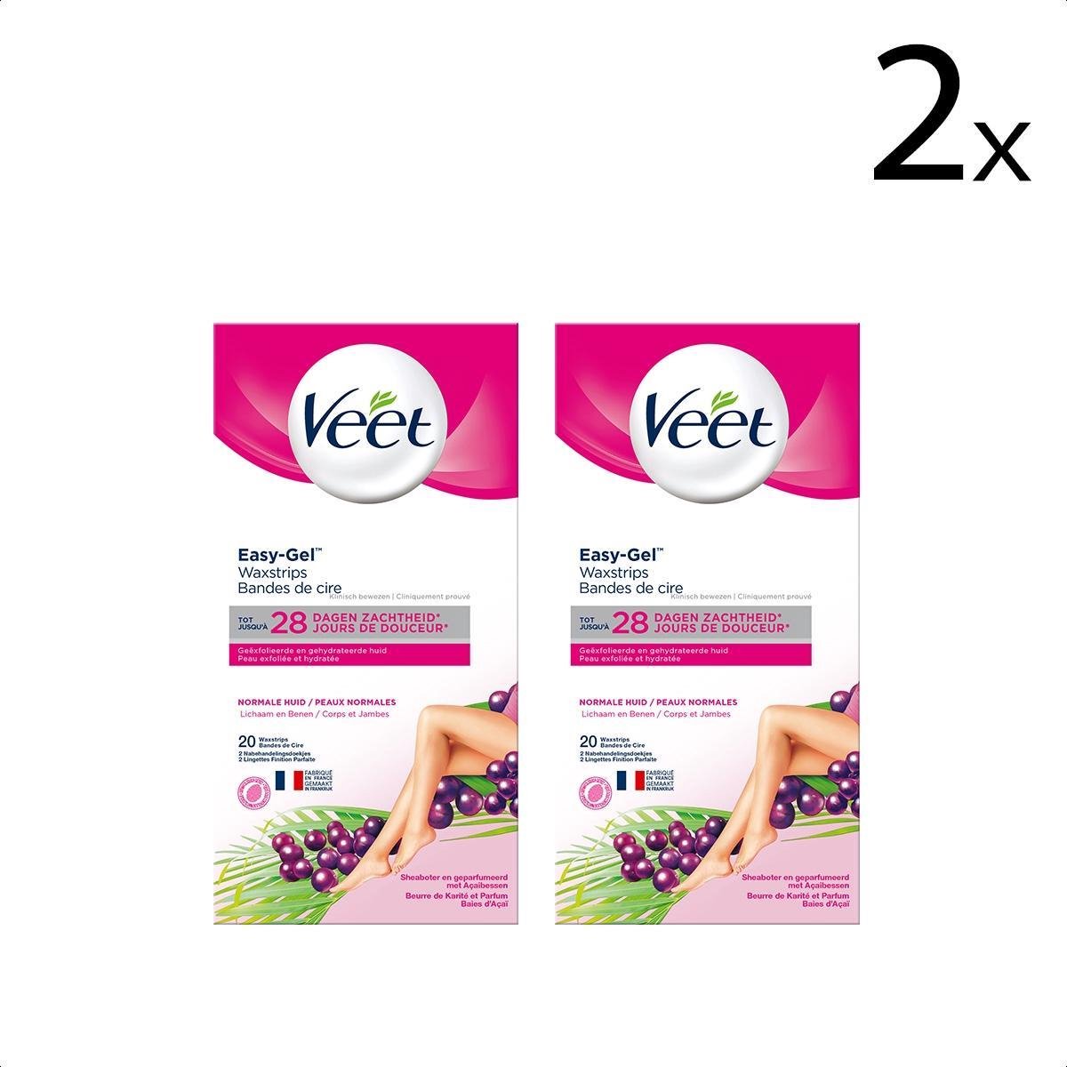 Veet - Ontharingsstrips - Benen & Lichaam - Normale Huid - Easy-Gelwax - 20 stuks