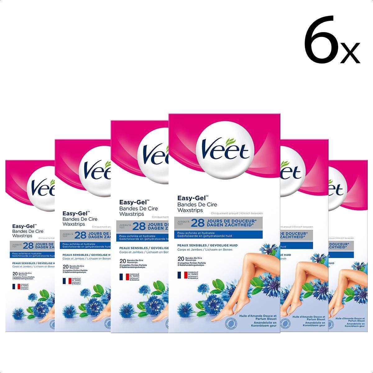 Veet - Ontharingsstrips - Benen & Lichaam - Gevoelige Huid - Easy-Gelwax - 20 stuks
