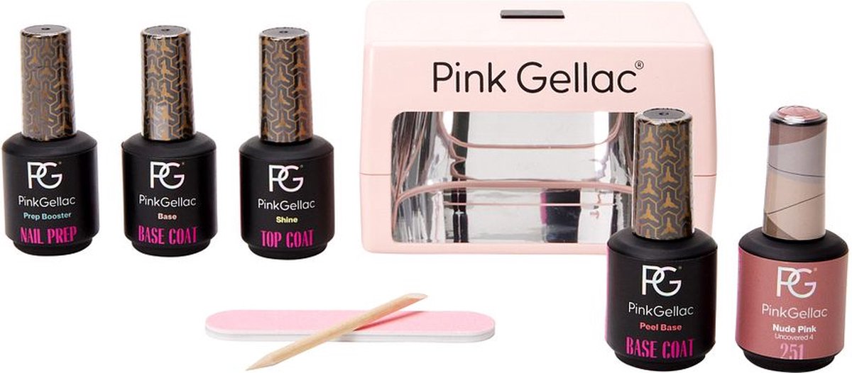 Pink Gellac - Gellak Starterspakket - Peel off Gel Nagellak Set inclusief LED lamp - Voor Gelnagels - 5 stuks