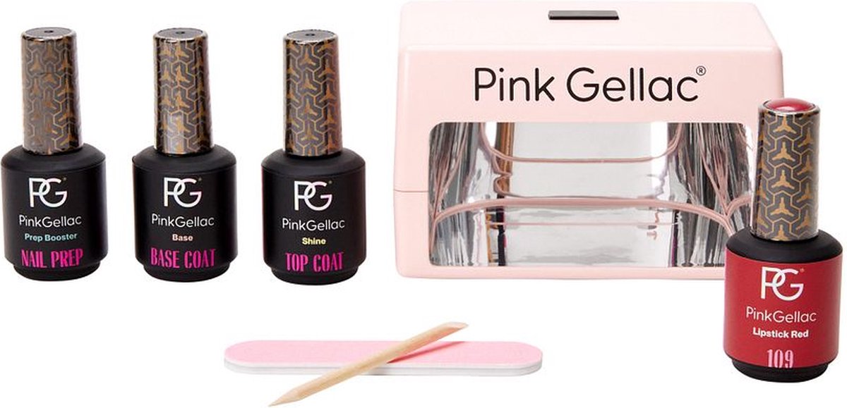 Pink Gellac - Gellak Starterspakket - Peel off Gel Nagellak Set inclusief LED lamp - Voor Gelnagels - 5 stuks
