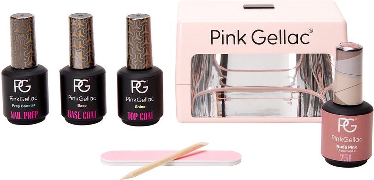 Pink Gellac - Gellak Starterspakket - Peel off Gel Nagellak Set inclusief LED lamp - Voor Gelnagels - 5 stuks
