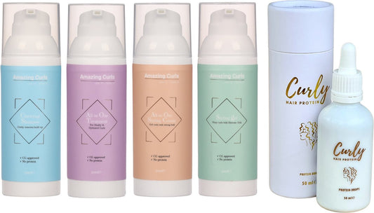 Amazing Curls Travel Set + Proteine Druppels | Krullend haar | HaarMasker | Leave-in | Shampoo | Krullen crème | Styling Gel | CG