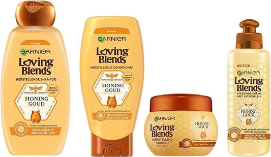 Garnier Loving Blends Honing Goud Shampoo, Conditioner, Haarmasker & Leave-in crème Pakket