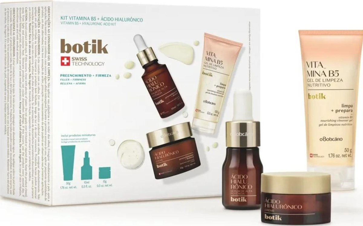 Botik - Vitamine B5 en Hyaluronzuur Power TravelKit - 50 gr Vitamine B5 Cleanser Gel + 10 ml Hyaluronzuur Serum + 15 gr Hyaluronzuur Creme - De beste travelkit om je huid strak en mooi te houden onderweg!
