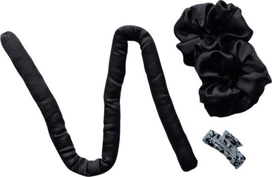 Heatless Haarkruller zwart satijn - krullen zonder hitte - curling ribbon