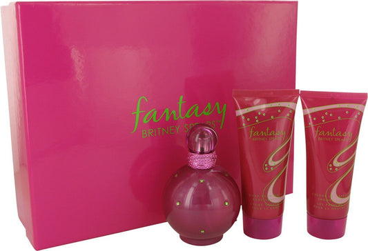 Britney Spears Fantasy Eau De Parfum Spray + Body Souffle + Shower Gel For Women Gift Set