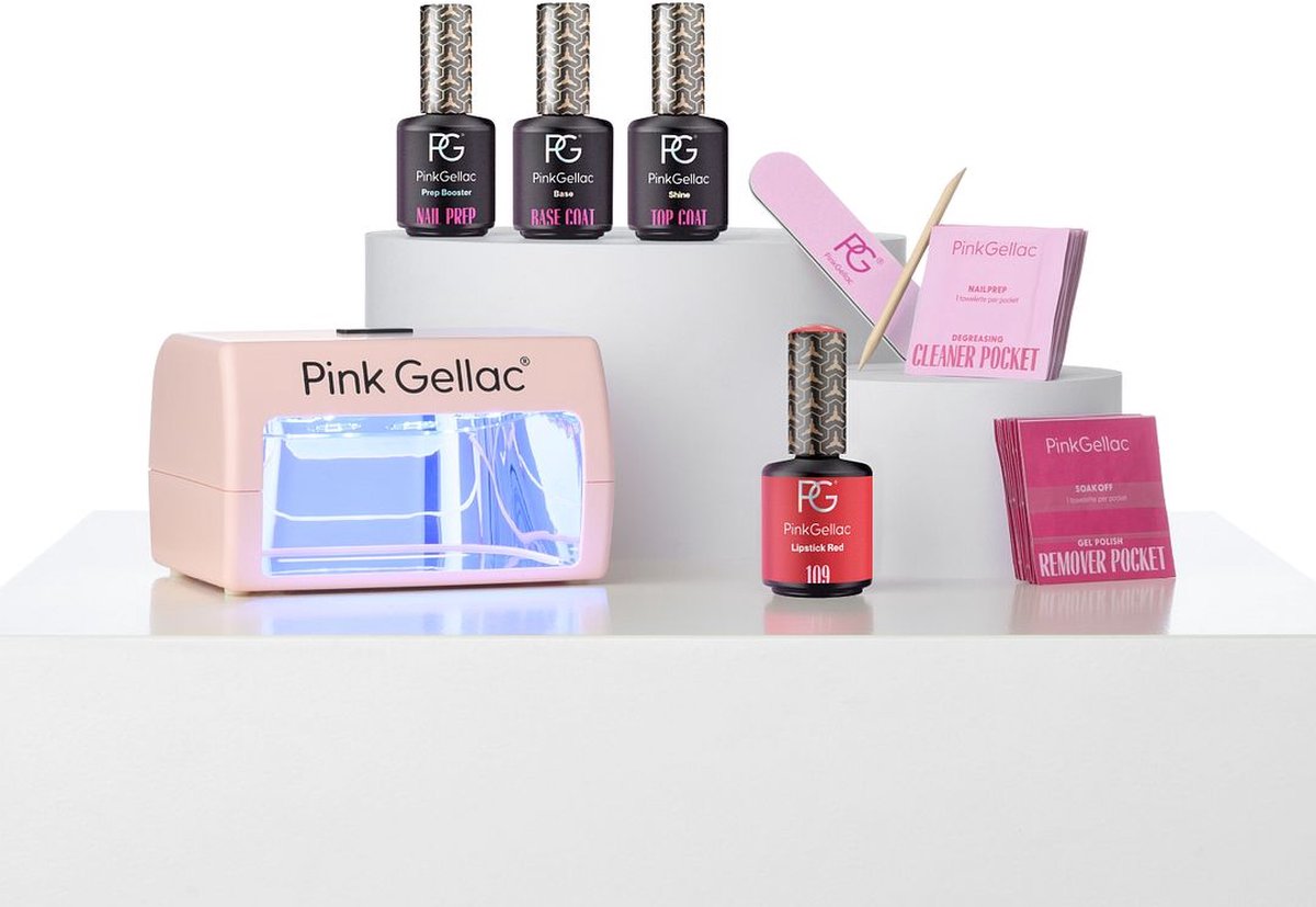 Pink Gellac - Gellak Starterspakket - Peel off Gel Nagellak Set inclusief LED lamp - Voor Gelnagels - 5 stuks