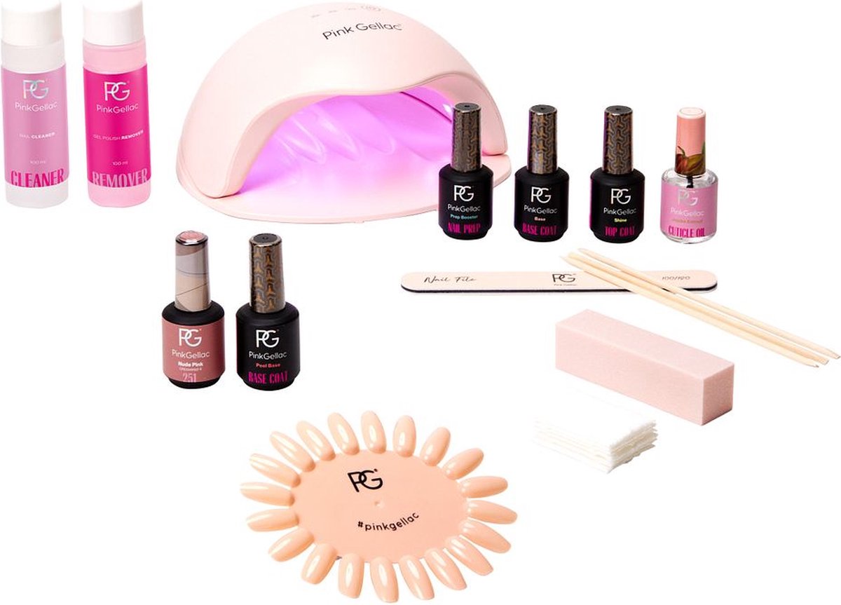 Pink Gellac - Gellak Starterspakket - Peel off Gel Nagellak Set inclusief LED lamp - Voor Gelnagels - 5 stuks