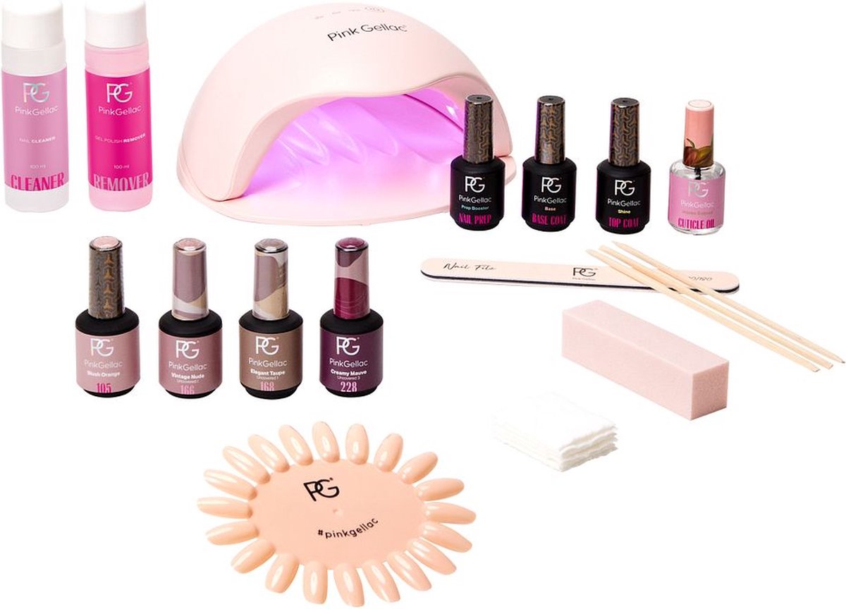 Pink Gellac - Gellak Starterspakket - Peel off Gel Nagellak Set inclusief LED lamp - Voor Gelnagels - 5 stuks