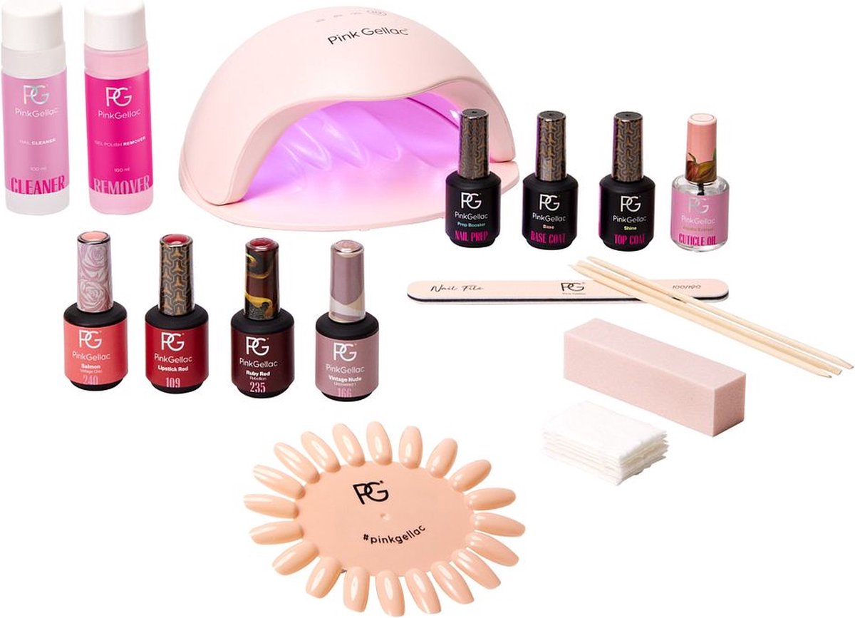Pink Gellac - Gellak Starterspakket - Peel off Gel Nagellak Set inclusief LED lamp - Voor Gelnagels - 5 stuks