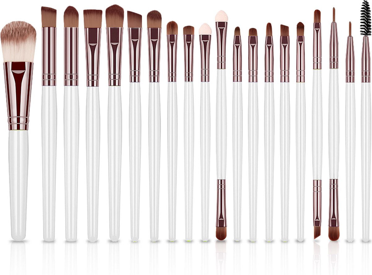 Evvie 20-delige make-up kwasten set - goud paars