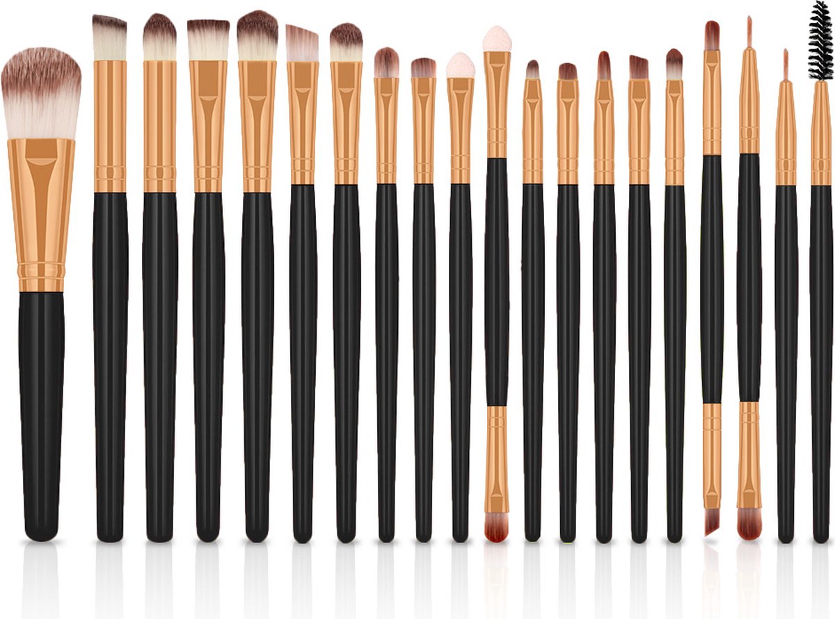 Evvie 20-delige make-up kwasten set - goud paars