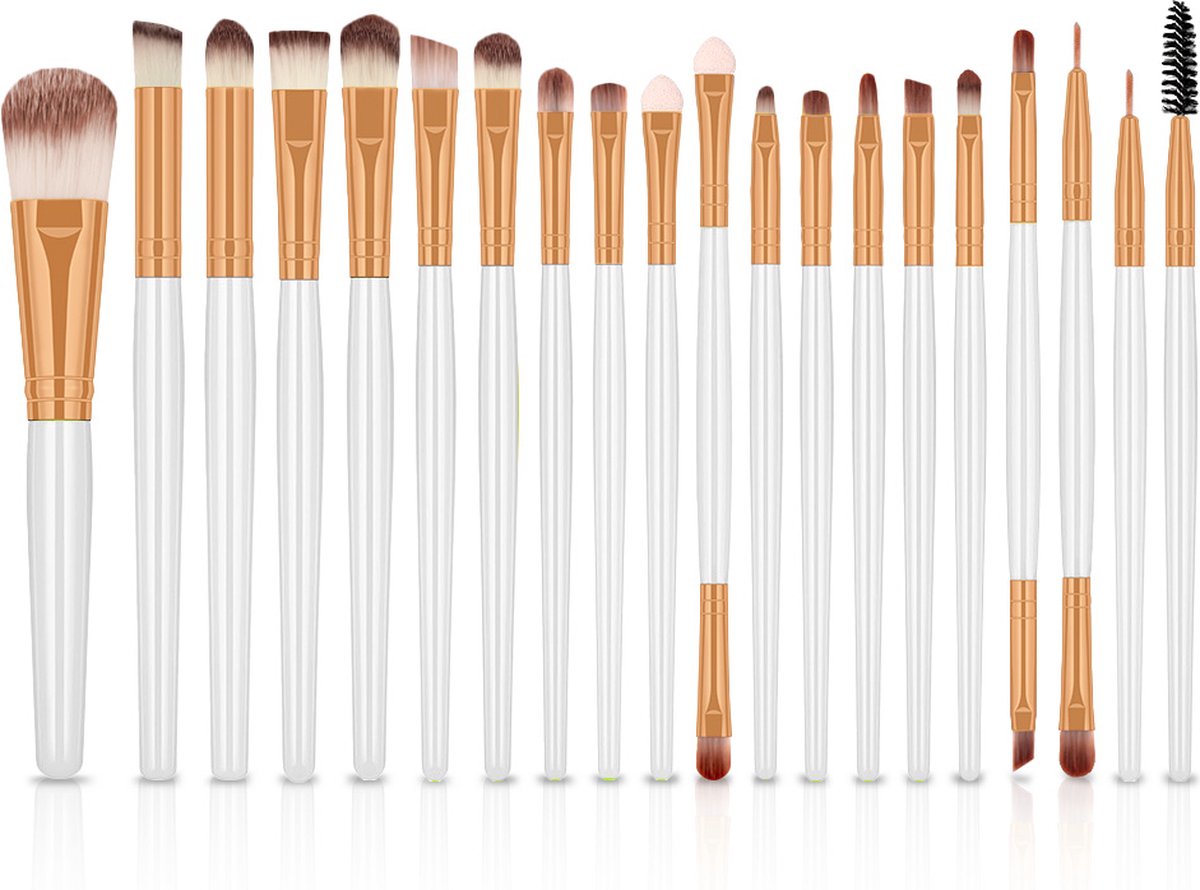 Evvie 20-delige make-up kwasten set - goud paars