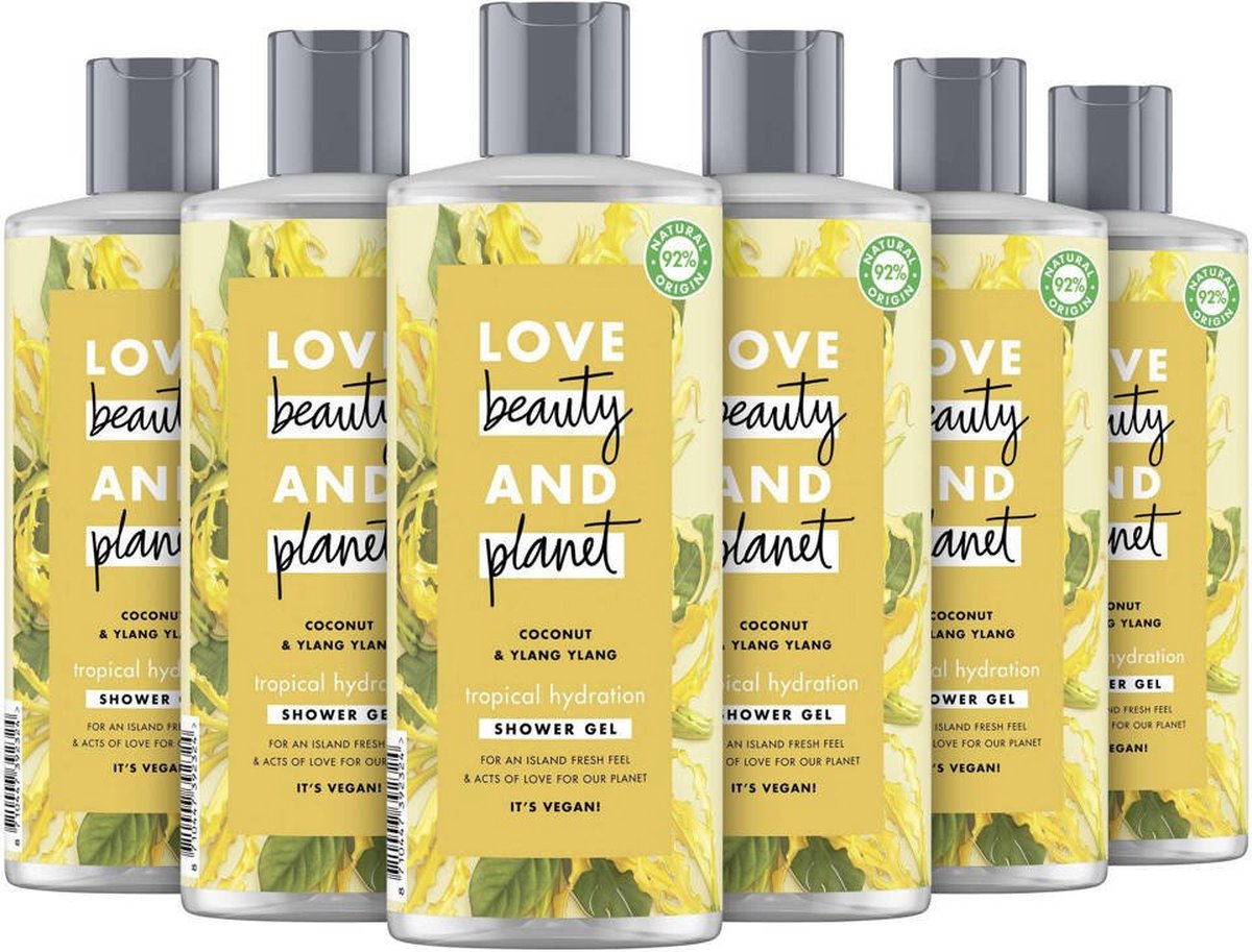 Love Beauty and Planet Love Beauty and Planet Shea Butter & Sandalwood Majestic Moisture Showergel - 6 x 400 ml - Voordeelverpakking