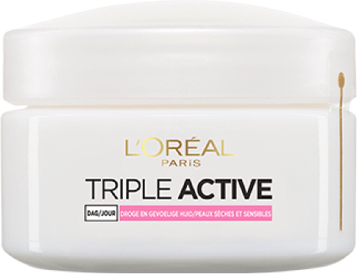 L'Oréal Paris Triple Active Dagcrème - 2 x 50 ml - Voordeelverpakkking - Gecombineerde & Droge Huid