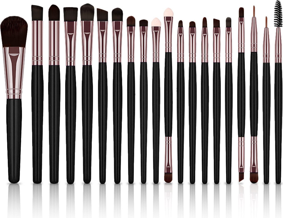 Evvie 20-delige make-up kwasten set - goud paars