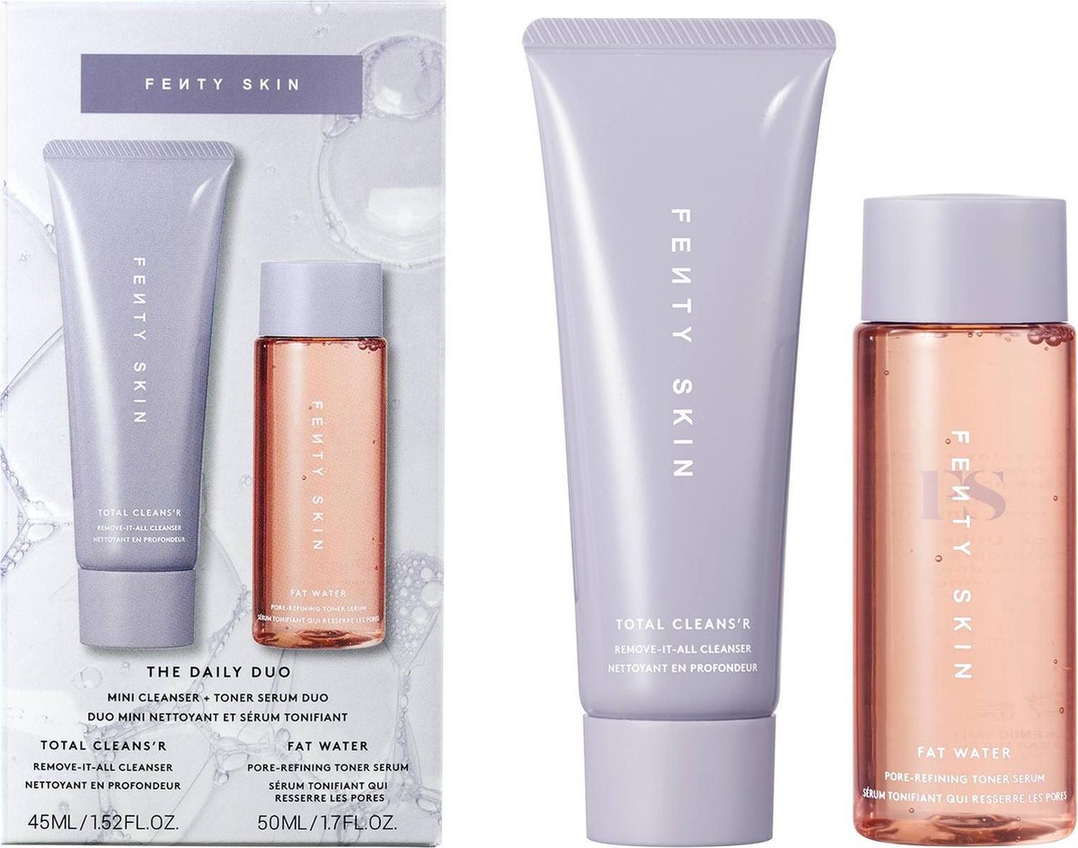 Fenty Skin The Daily Mini Total Cleans'r Cleanser + Fat Water Toner Serum - Vegan Glutenvrij - Huidverzorgingsset - Duo