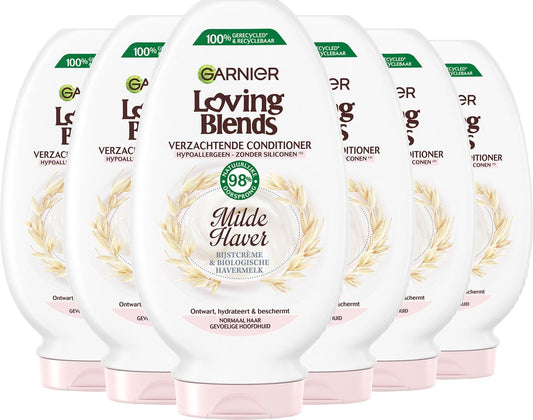 Garnier Loving Blends Conditioner - Milde Haver - Normaal Haar en Gevoelige Hoofdhuid - 6 x 250 ml - Voordeelverpakking