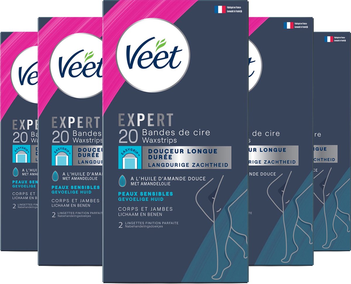 Veet Expert Ontharingsstrips - Lichaam & benen - Gevoelige huid - 20 stuks
