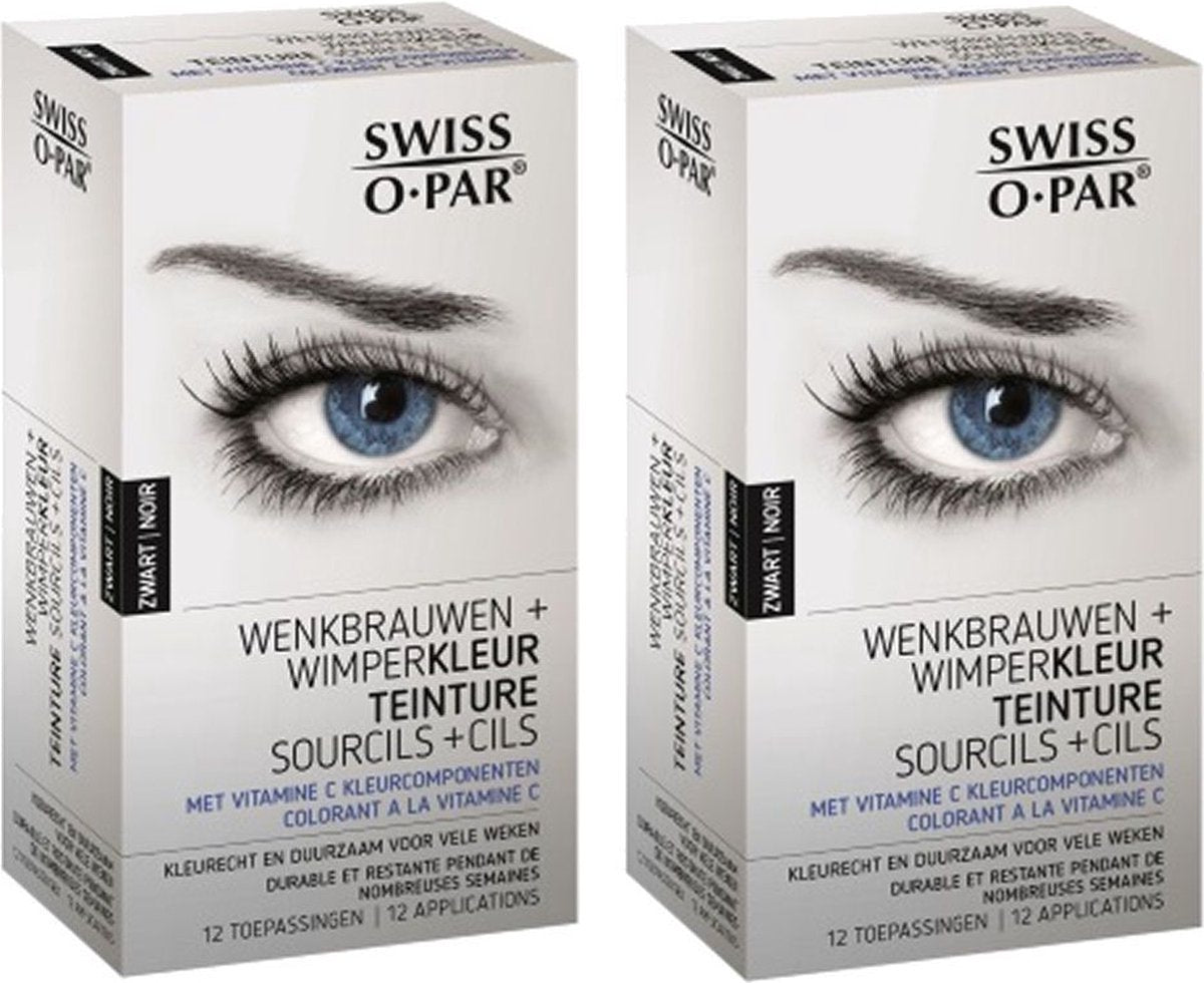 SWISS O-PAR - Wenkbrauwen + wimperkleur - Zwart - 2 pak - Wimper en wenkbrauw verf
