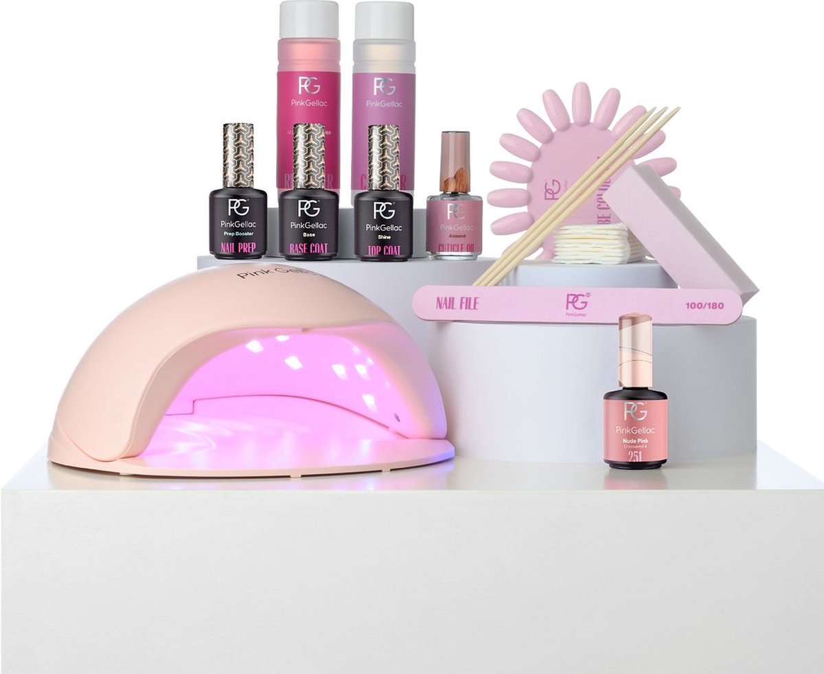 Pink Gellac - Gellak Starterspakket - Peel off Gel Nagellak Set inclusief LED lamp - Voor Gelnagels - 5 stuks