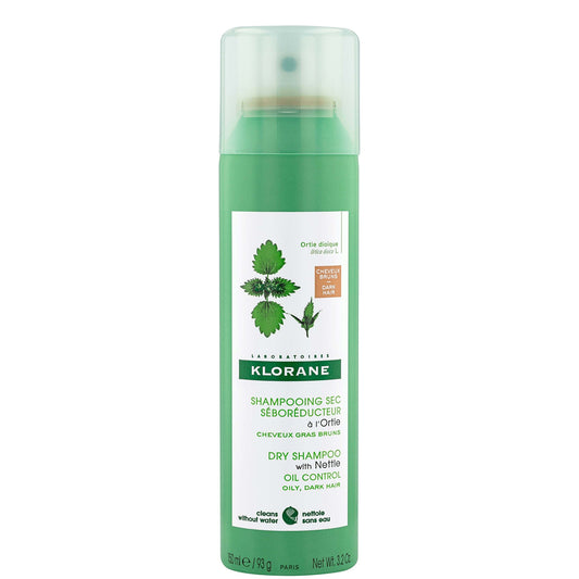 KLORANE Oil-control Tinted Dry Shampoo with Nettle for Oily, Brown-Dark Hair 150ml