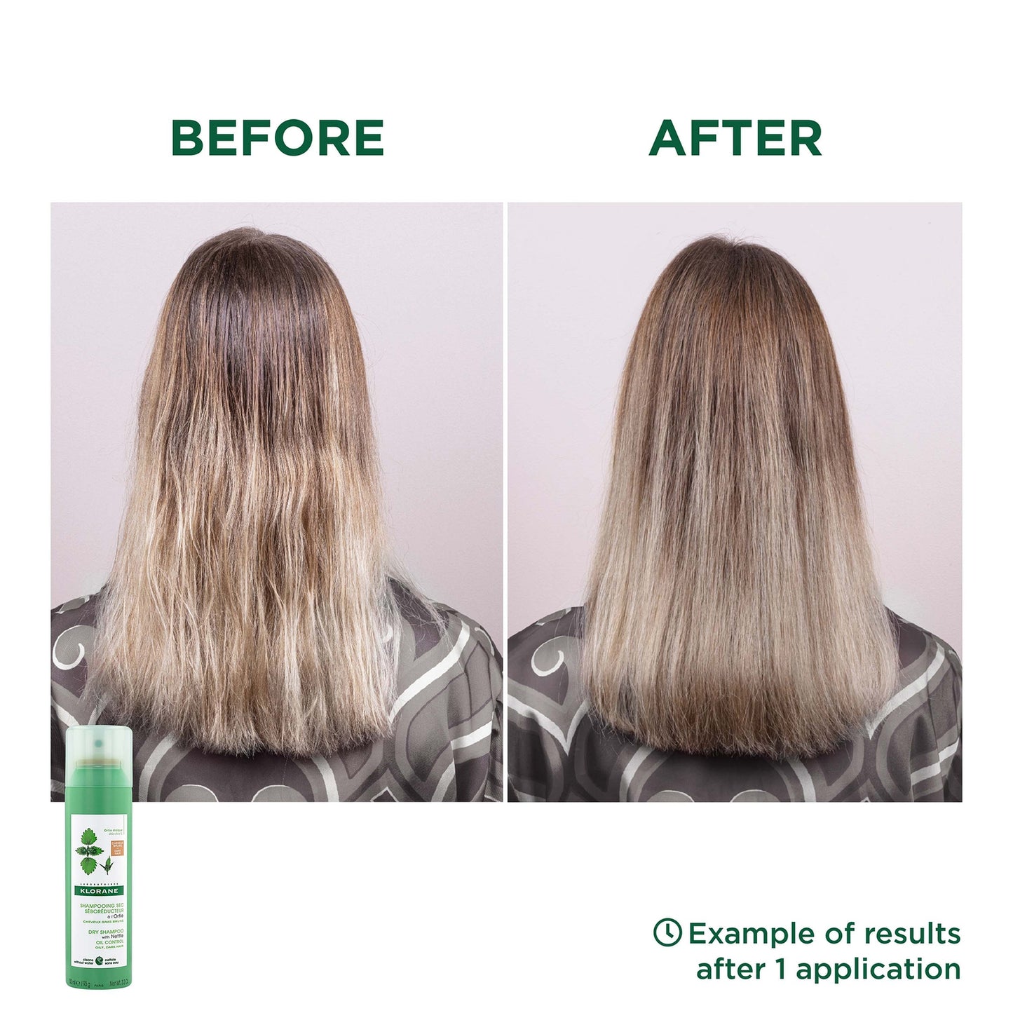 KLORANE Oil-control Tinted Dry Shampoo with Nettle for Oily, Brown-Dark Hair 150ml
