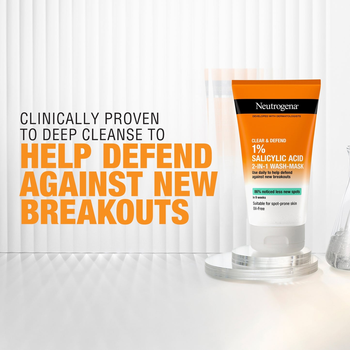Neutrogena Clear and Defend 1% Salicylic Acid 2-in-1 Wash-Mask 150ml