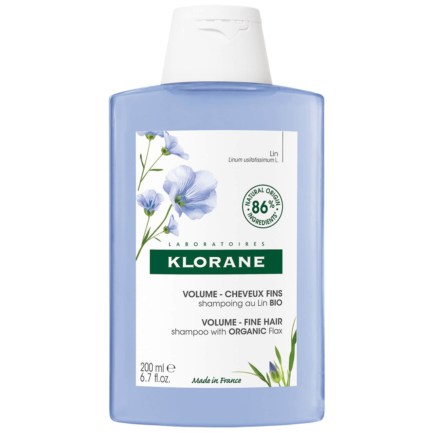 KLORANE Volumising Shampoo with Organic Flax Fibre for Fine, Limp Hair 200ml