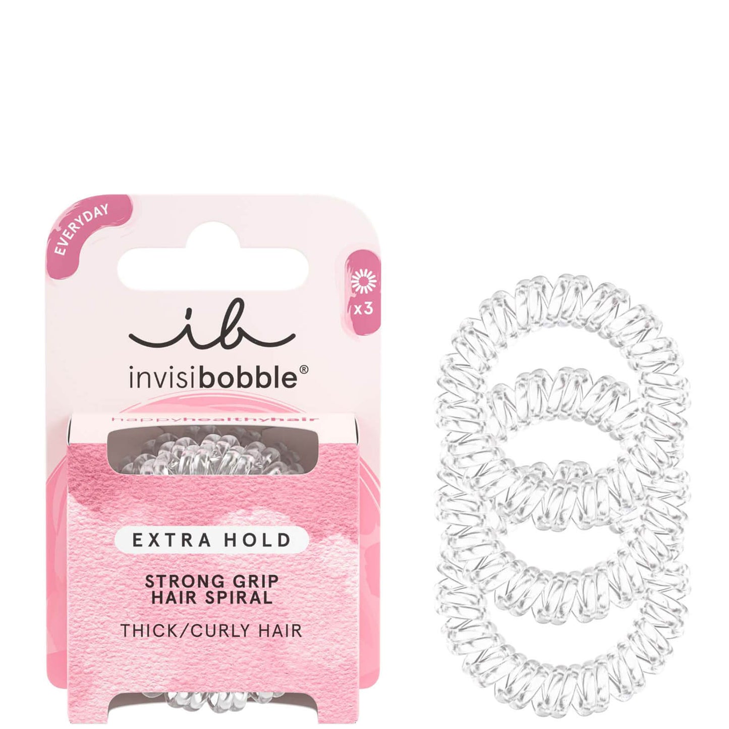 invisibobble Crystal Clear Extra Hold Hair Ties (Pack of 3)