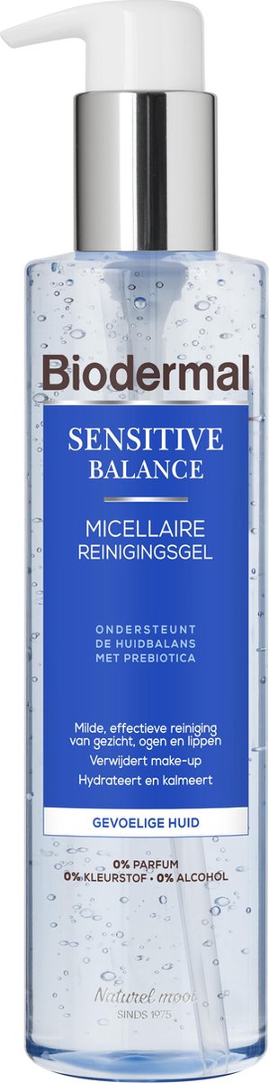 Biodermal Sensitive Balance Micellair Reinigingsgel  –  Gezichtsreiniging met hyaluronzuur  – voor de gevoelige huid - 200ml