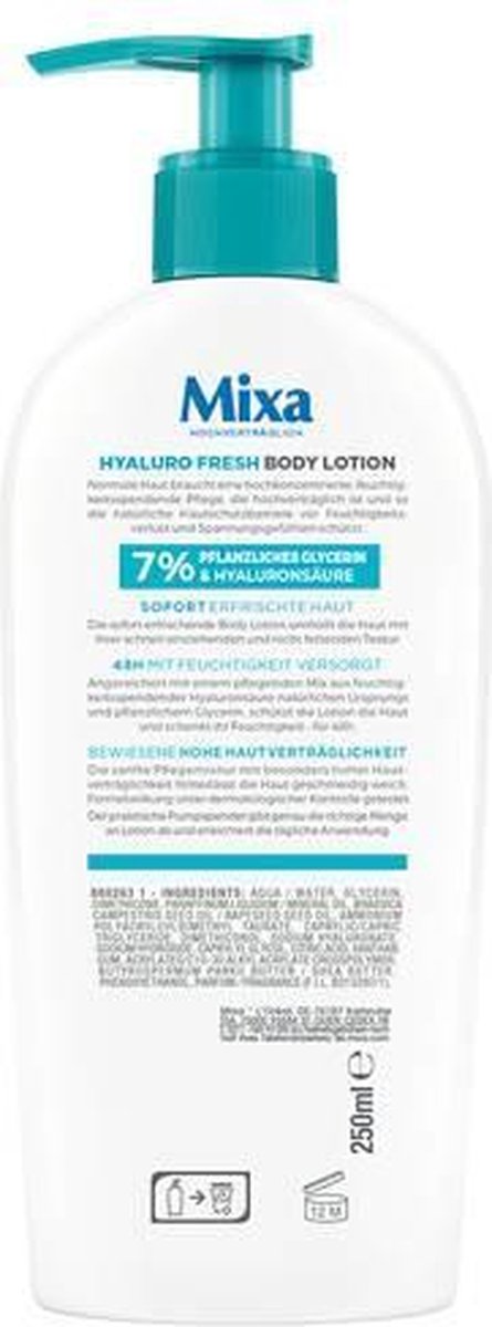 Mixa Hyaluro Fresh bodylotion 250 ml Unisex Elasticiteit