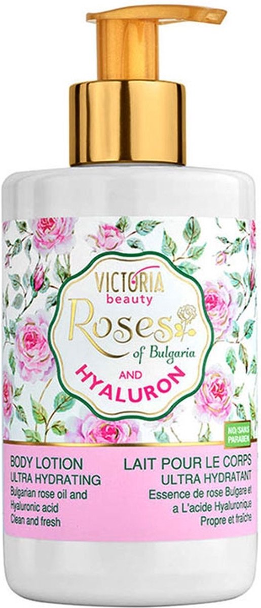 Victoria Beauty - BODYLOTION MET BULGAARSE ROZENOLIE EN HYALURONZUUR, verzachte de huid, ruikt uitstekend lekker, hydrateert droge huid en is van natuurlijke ingrediënten, biologische body lotion,  250ml
