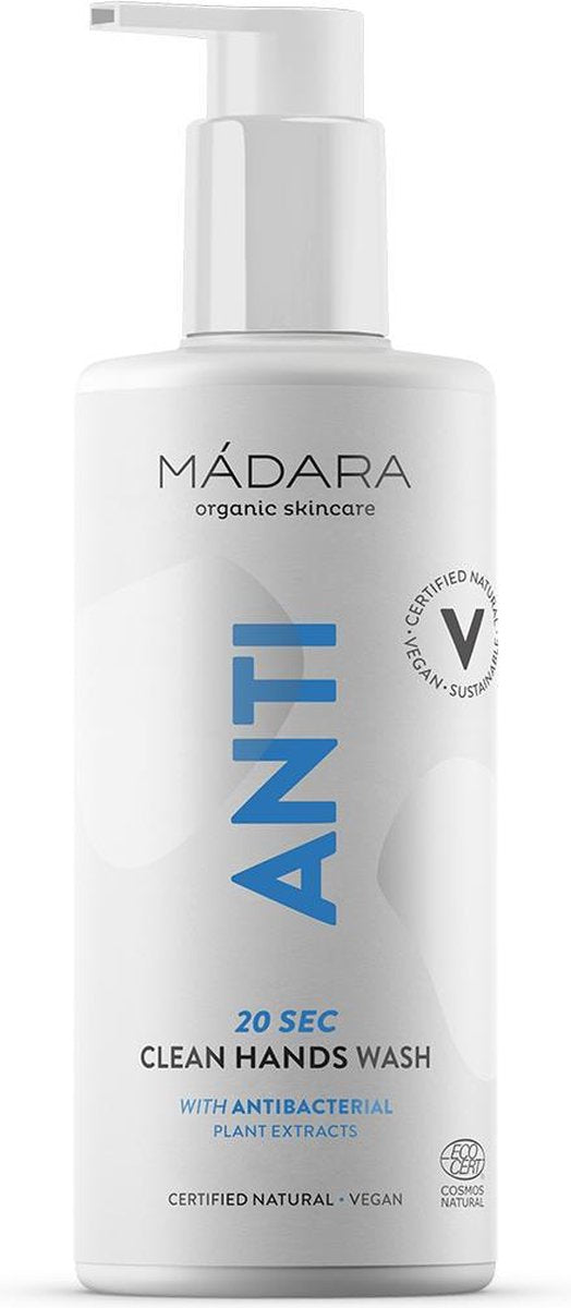 MÁDARA | ANTI 20sec Clean Hands Wash, 300ml | Hydraterende handzeep | COSMOS ORGANIC gecertificeerd, Dierproefvrij, Veganistisch