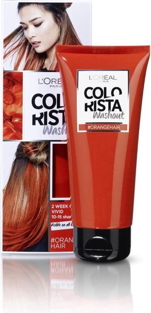 COLORISTA WASH L'Oréal Paris Colorista Washout Haarverf - orange - 1 tot 2 Weken Kleuring Een kleurrijke tijdelijke haarkleuring die 2-3 wasbeurten aanhoudt.FR/NL/GR 13 ORAN Een kleurrijke tijdelijke haarkleuring die 10-15 wasbeurten aanhoudt.