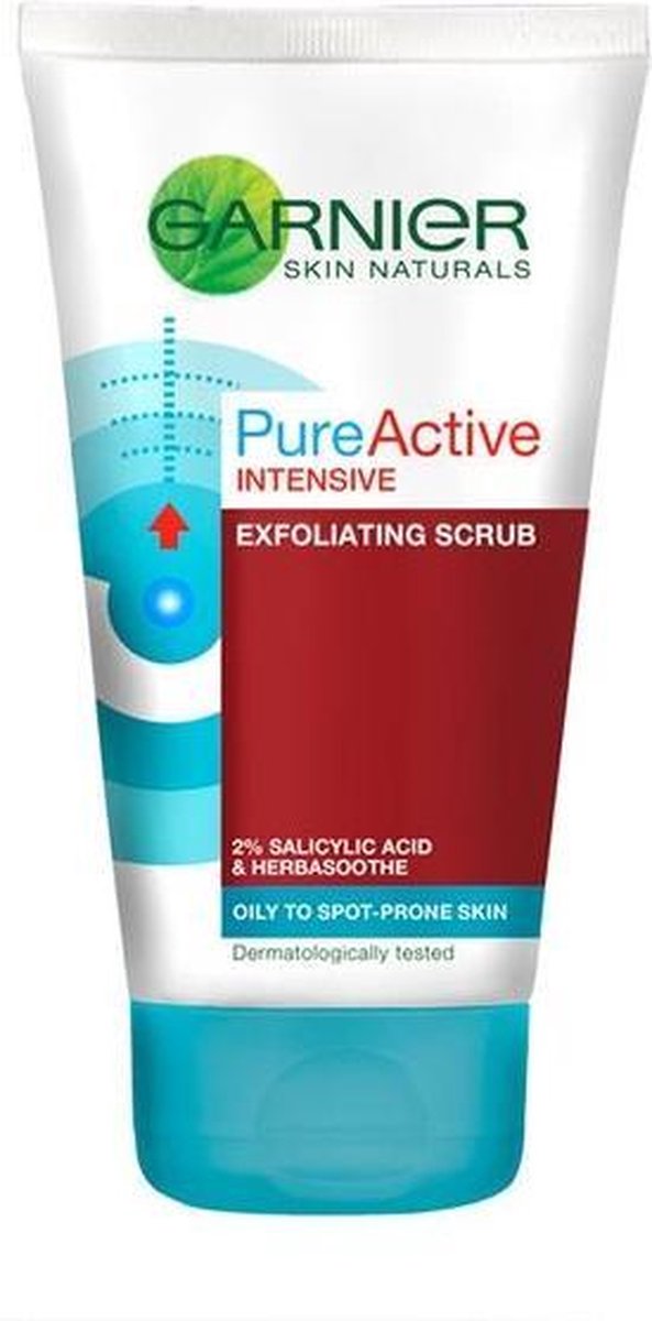 Garnier Skinactive Face PureActive Intensive Scrub Tegen Mee-Eters en Puistjes - 6 x 150ml - Gezichtsreiniger Voordeelverpakking