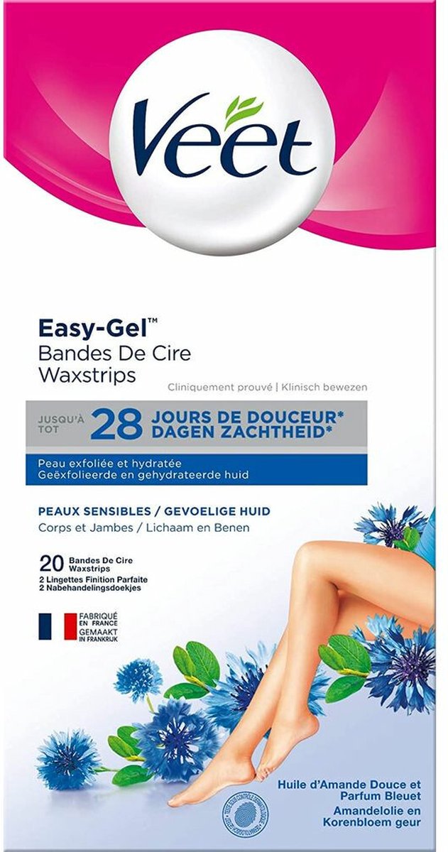 Veet - Ontharingsstrips - Benen & Lichaam - Gevoelige Huid - Easy-Gelwax - 20 stuks