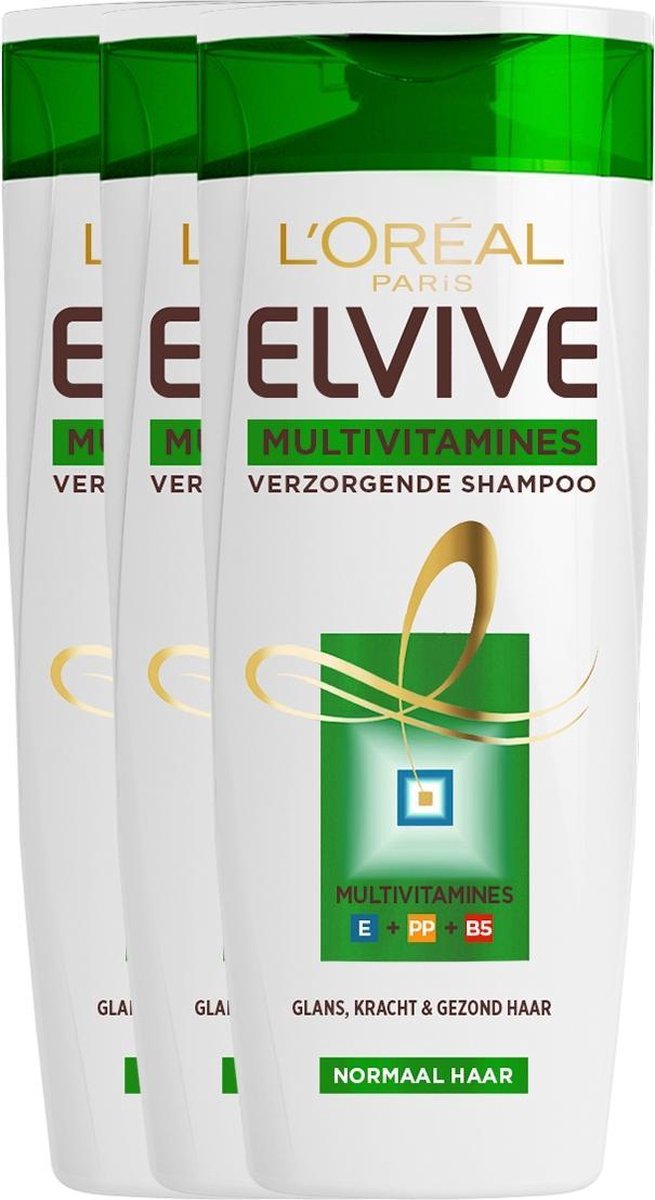 L'Oréal Paris Elvive Multivitamine Shampoo - 3 x 250 ml - Voordeelverpakking