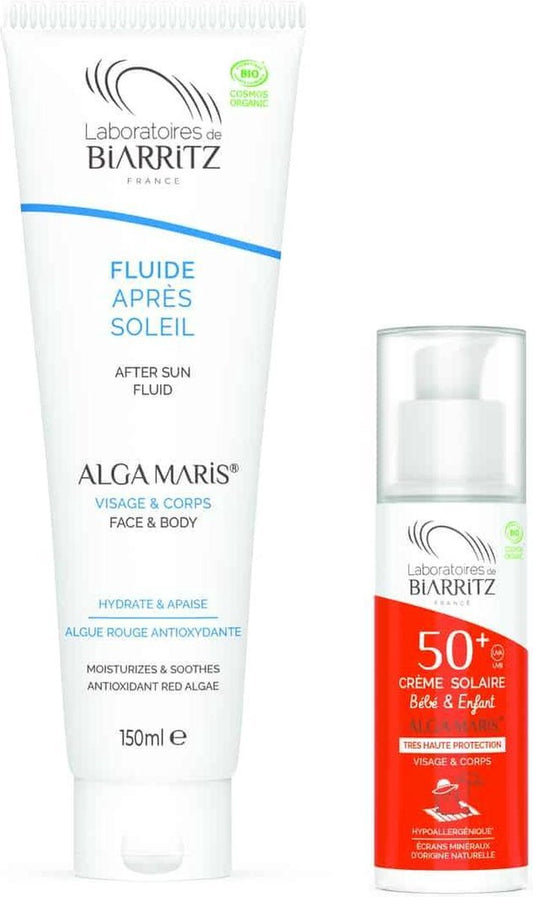 Laboratoires de Biarritz Alga Maris Biologische Zonbescherming Kinderen SPF50+ pompspray 50 ml + After Sun 150ml