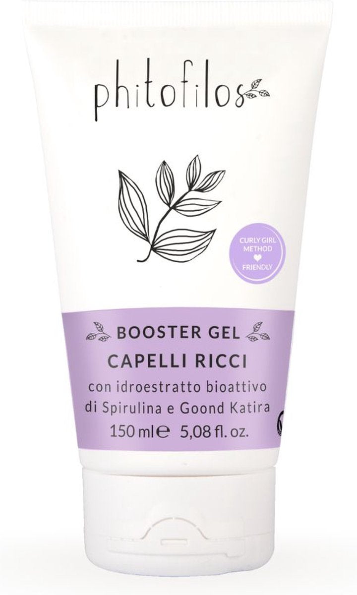 Phitofilos Krullend Haar Gel Booster - extracten van Spirulina en Gond Katira - brengt leven in het haar 150ml