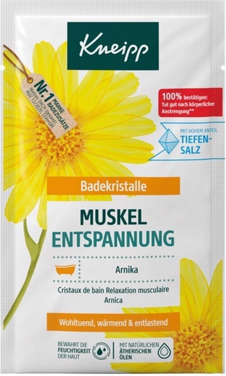 Kneipp - Arnika Aktiv - Arnica - Badmineraal & -Zout - Badkristallen - 1 zakje met 60 gram inhoud