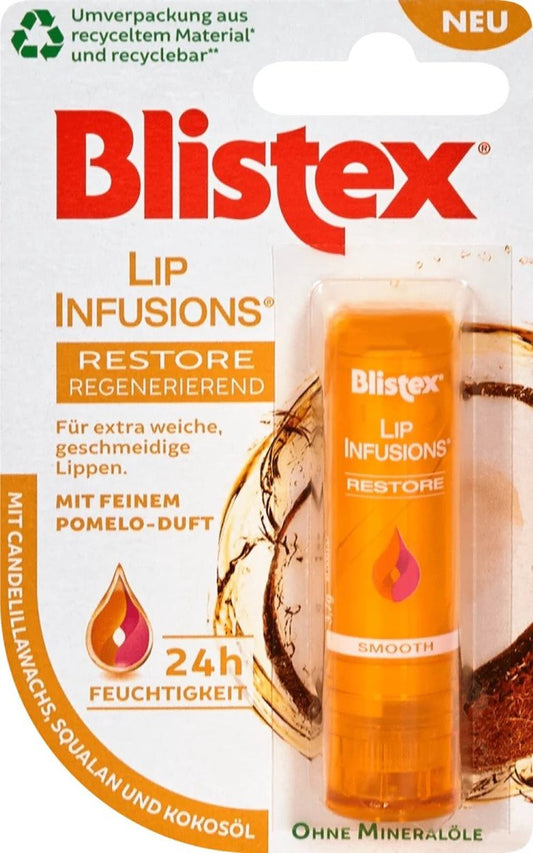 Blistex lippenbalsem - lip infusion balm restore - balsem stick - mwet kokosolie en natuurlijke bijenwas - oranje