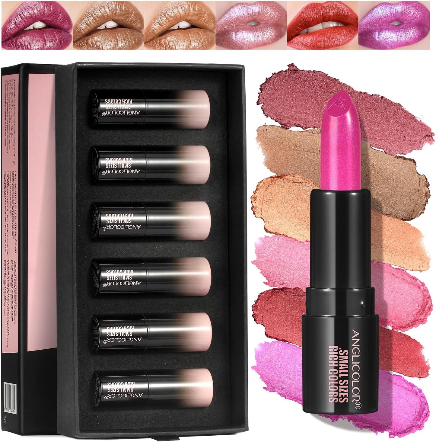 6PC Mini Metallic Gloss Lipstick Set