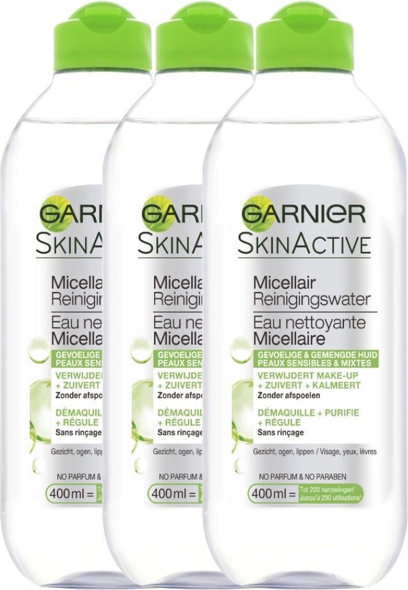 Garnier SkinActive - Micellair Reinigingswater Gemengde huid - 3 x 400ml - Micellair Water Voordeelverpakking