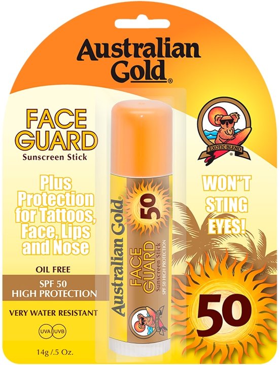 Australian Gold SPF 50 Face Guard Stick Zonnebrand - 14 ml - voor gezicht